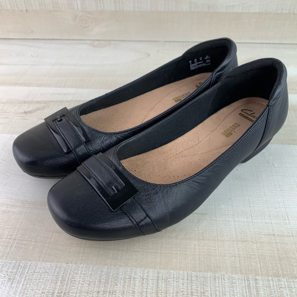 Clarks Cushion Soft Black Flats